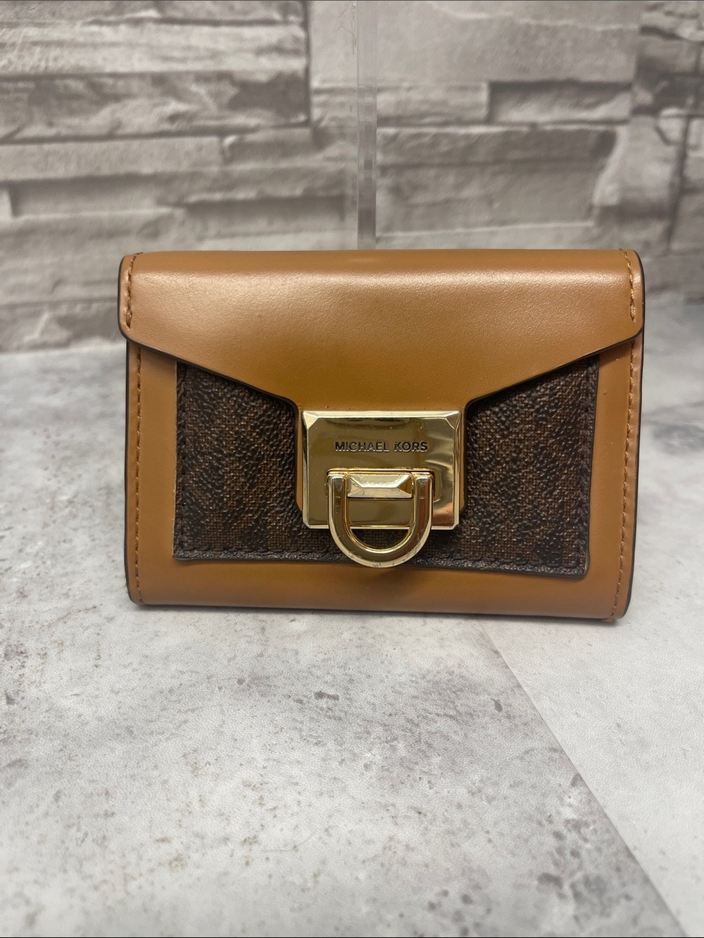 Michael Kors Manhattan Backpack Satchel & Matching Wallet Brown MK Logo - Picture 12 of 15